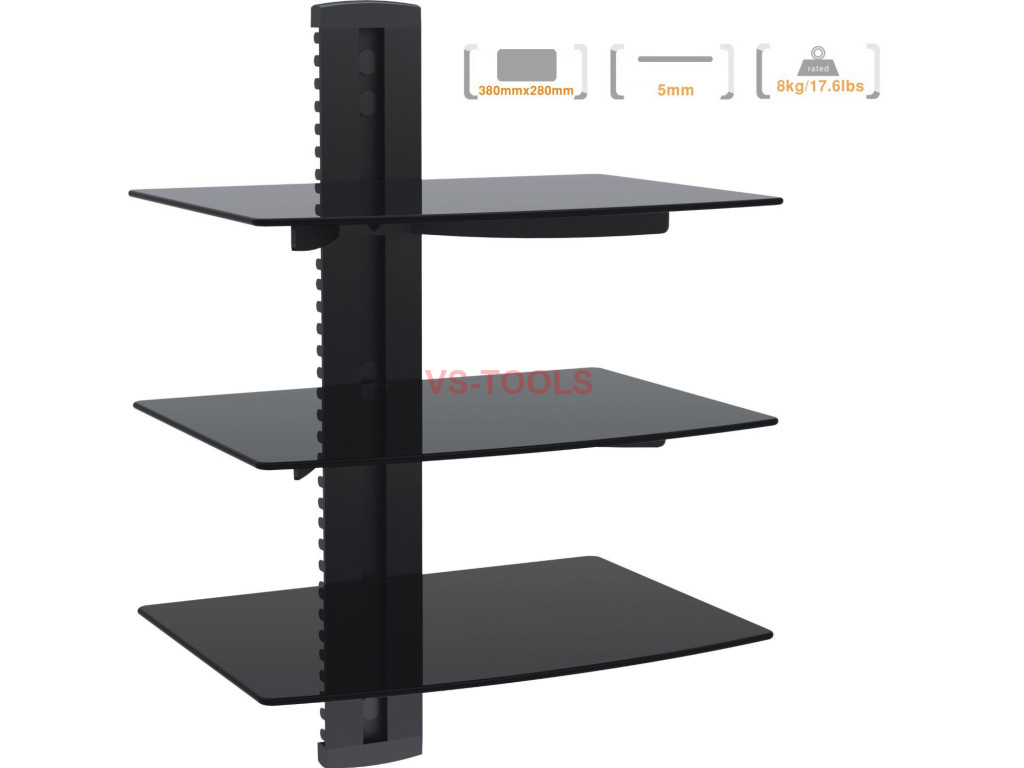 Adjustable 3 Shelf for DVD Player Cable Box Receiver Gaming